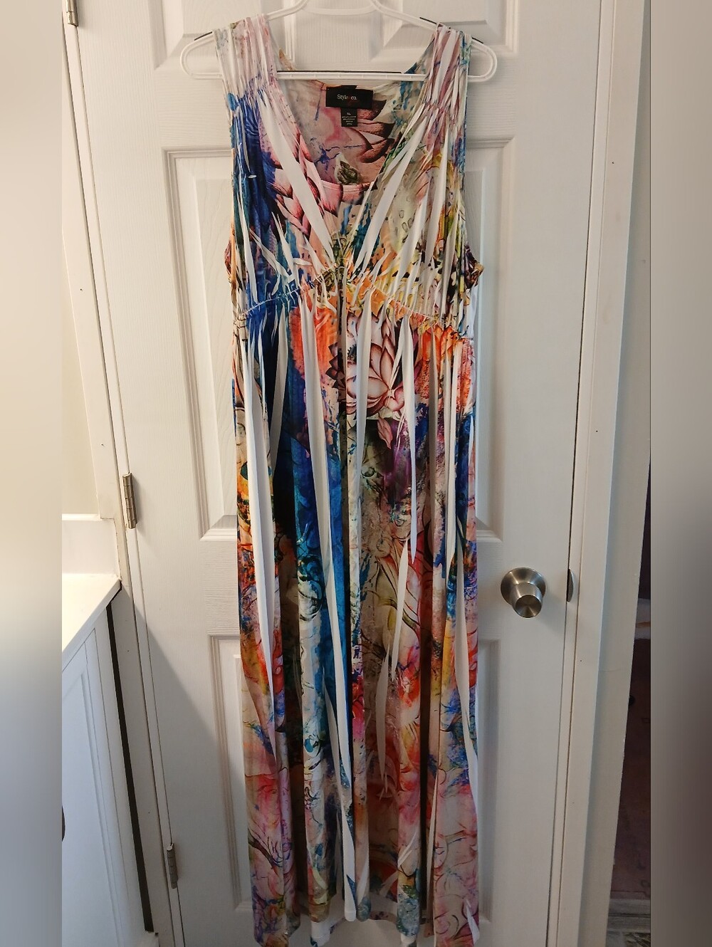 Style and Co Vibrant Watercolor Floral Sleeveless Maxi Dress Size XL